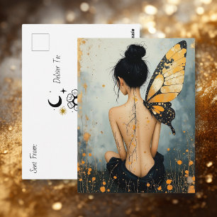 Keeping in touch Saying Hi Whimsical Woman Postcard