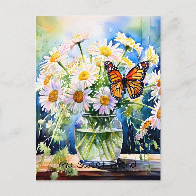 Keeping in Touch  | Vase of Daisies Postcard (Front)