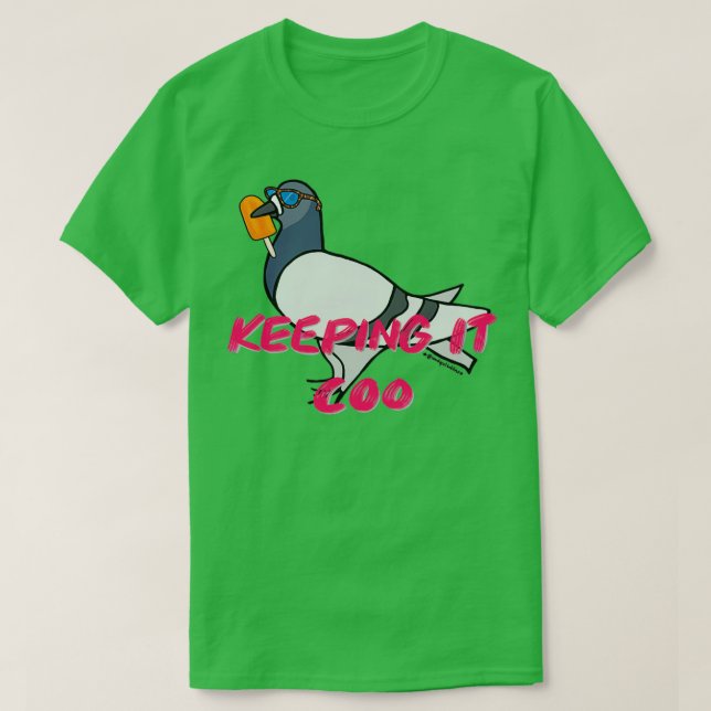 Keeping It Coo Fred the Pigeon Summer Illustration T-Shirt (Design Front)