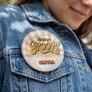 Keeping it Groovy Custom Name Family Reunion 6 Cm Round Badge