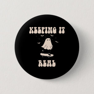 Keeping It Real Ghost Skateboard For Halloween Ska 6 Cm Round Badge