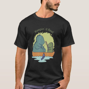 Keeping It Reel   Dad Son Fishing Fisher Rex Dinos T-Shirt