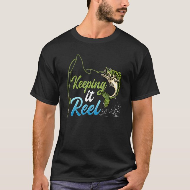 Keeping It Reel Fishing Gif Jumping Fish Hook T-Shirt (Front)