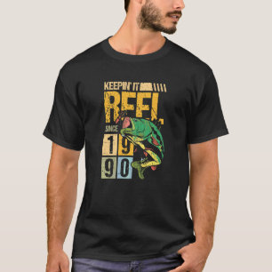 Keeping It Reel Since 1990 Vintage Fishing Fish Fi T-Shirt
