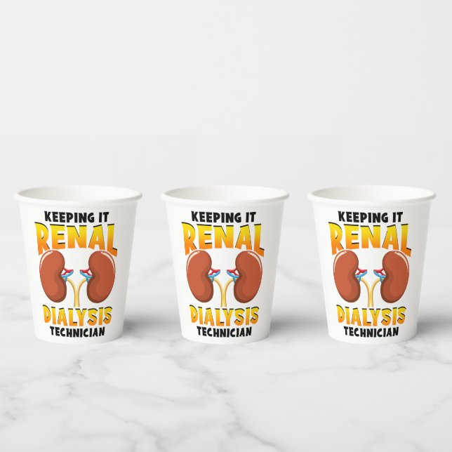 Keeping it Renal Dialysis Technician Kidney Group  Paper Cups (Multi)