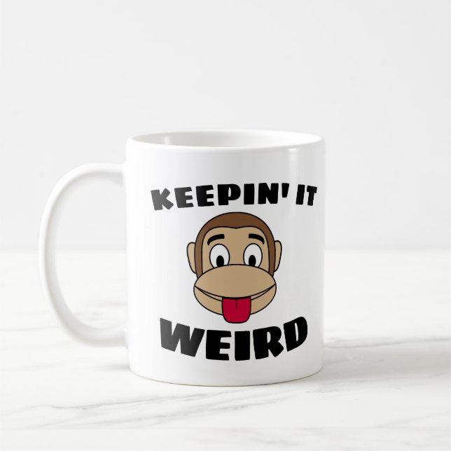 KEEPING IT WEIRD FUNNY MONKEY COFFEE Mug (Left)
