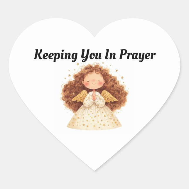 Keeping You In Prayer Angel Heart Sticker (Front)