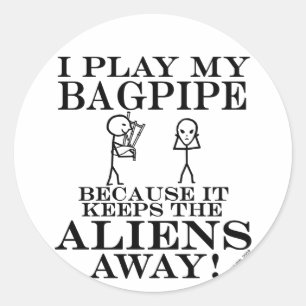 Keeps Aliens Away Bagpipe Classic Round Sticker