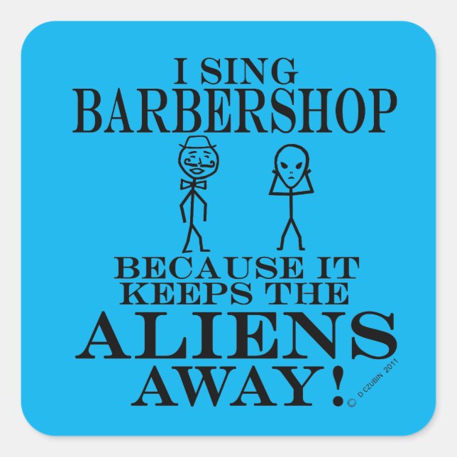 Keeps Aliens Away Barbershop Square Sticker (Front)