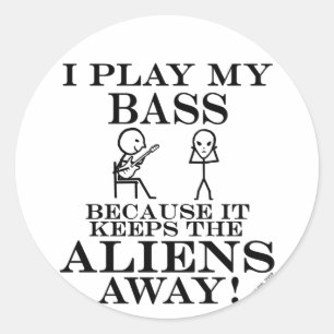 Keeps Aliens Away Bass Classic Round Sticker