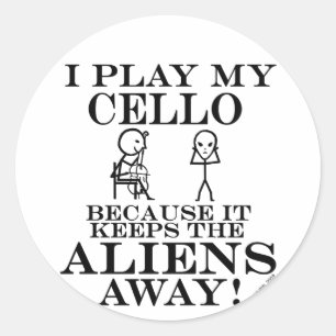 Keeps Aliens Away Cello Classic Round Sticker