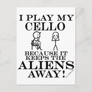 Keeps Aliens Away Cello Postcard
