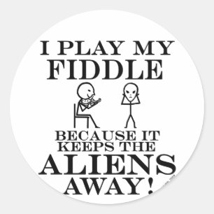 Keeps Aliens Away Fiddle Classic Round Sticker