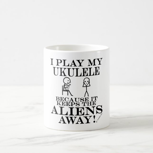 Keeps Aliens Away Ukulele Coffee Mug (Center)