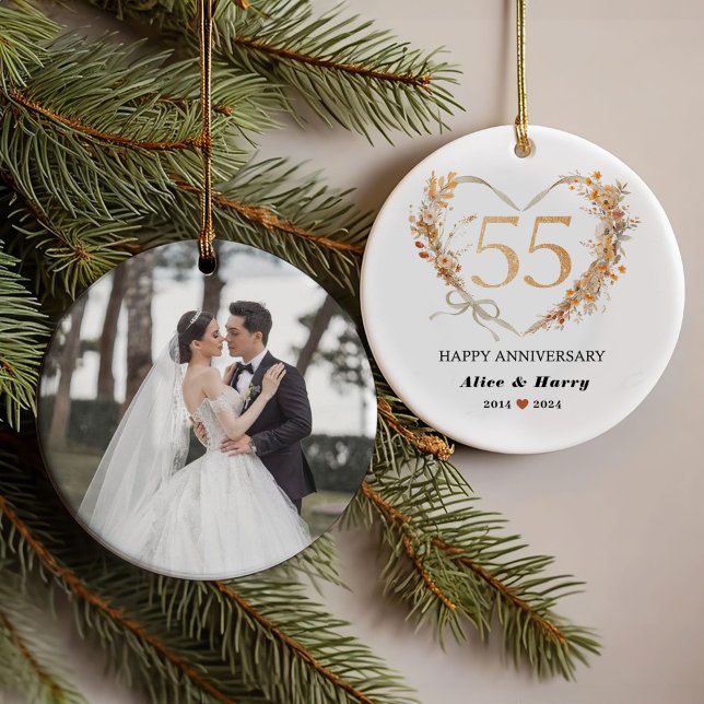 Keepsake 55th 💞 Gold Wedding Anniversary Ornament (Creator Uploaded)