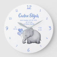 Keepsake Baby Boy Birth Stat Elephant Nursery
