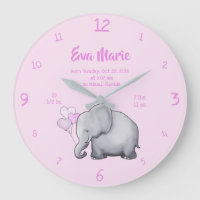 Keepsake Baby Girl Birth Stats Elephant Nursery