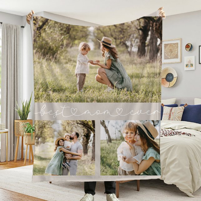 Keepsake Best Mum Ever Photo Beige Fleece Blanket (Creator Uploaded)