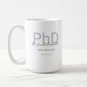 Keepsake Black Grey Name PhD Graduation  Coffee Mug