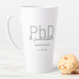 Keepsake Black Grey Name PhD Graduation Latte Mug