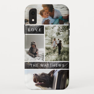 Keepsake Black Marble Custom 4 Photo Collage iPhone XR Case