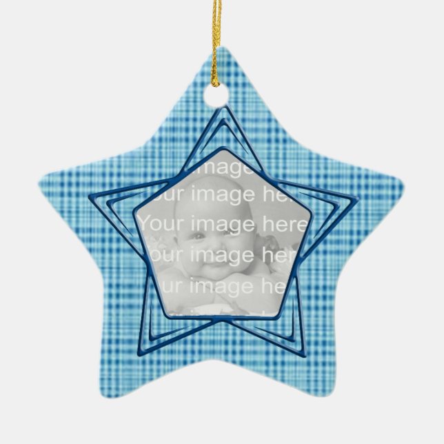 Keepsake Blue Baby's First Christmas Ornament (Front)