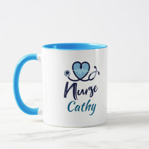 Keepsake Blue Nurse Heart Personalise Mug