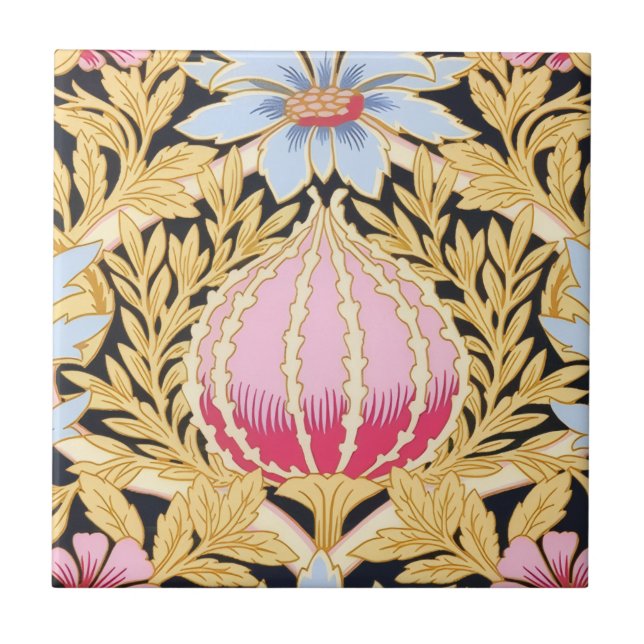Keepsake Ceramic Tile - Art Nouveau Floral Pattern (Front)