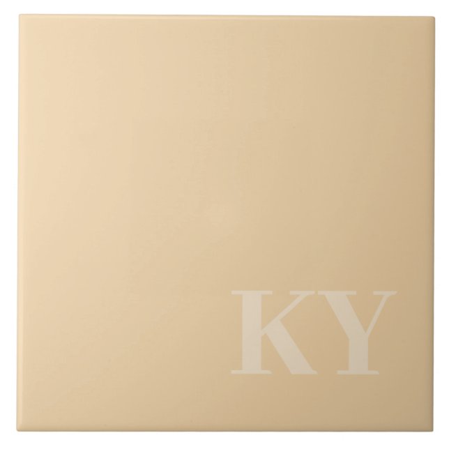 Keepsake Ceramic Tile - Initials, Beige (Front)