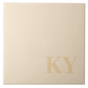 Keepsake Ceramic Tile - Initials, Light Beige