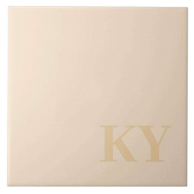 Keepsake Ceramic Tile - Initials, Light Beige (Front)