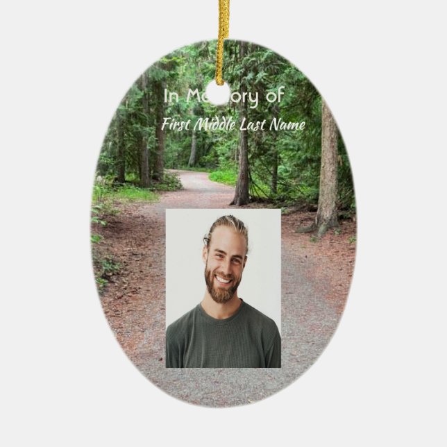 Keepsake Christian Trail Path Walk Hike Forest Ceramic Ornament (Front)