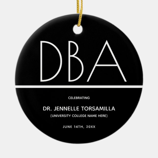 Keepsake DBA degree Graduation Ceramic Ornament (Front)