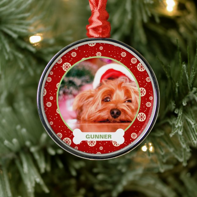 Keepsake Dog Photo Christmas Holiday Personalised Metal Ornament (Tree)