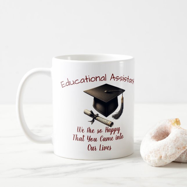 Keepsake Education Assist ''so Happy'' Personalise Coffee Mug (With Donut)
