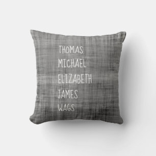 Keepsake Family Names Home Decor Whitewash Black Cushion
