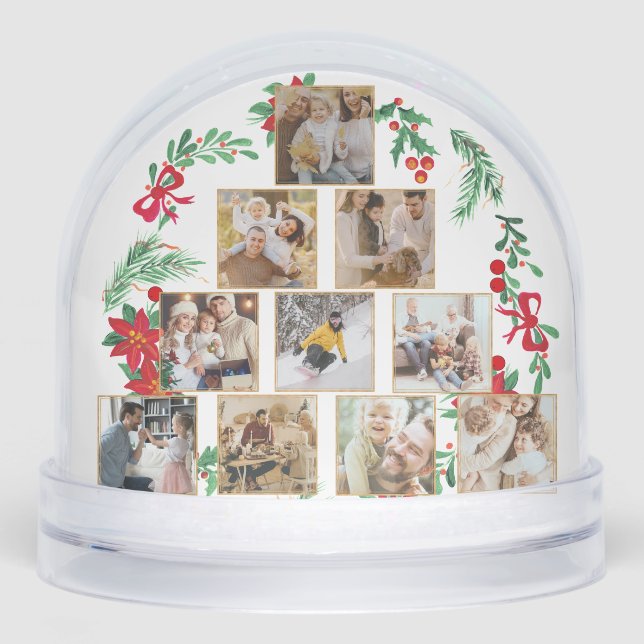 Keepsake Family Photo Collage Merry Christmas Snowglobe (Front)
