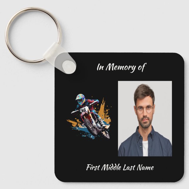 Keepsake  Memorial Motocross Motorcycle Racing Key Ring (Front)
