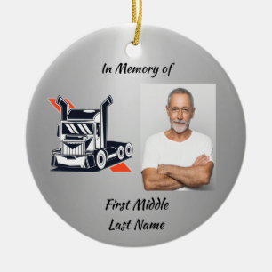 Keepsake  Memorial Semi-Truck Tractor-trailer  Ceramic Ornament