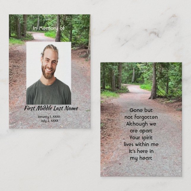 Keepsake Memorial Trail Path Walk Hike Forest Business Card (Front/Back)