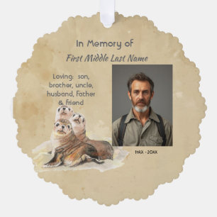 Keepsake Memorial Watercolor Seals Animals Tree Decoration Card