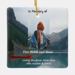 Keepsake Memorial Wilderness Lake Canoe Ceramic Ornament