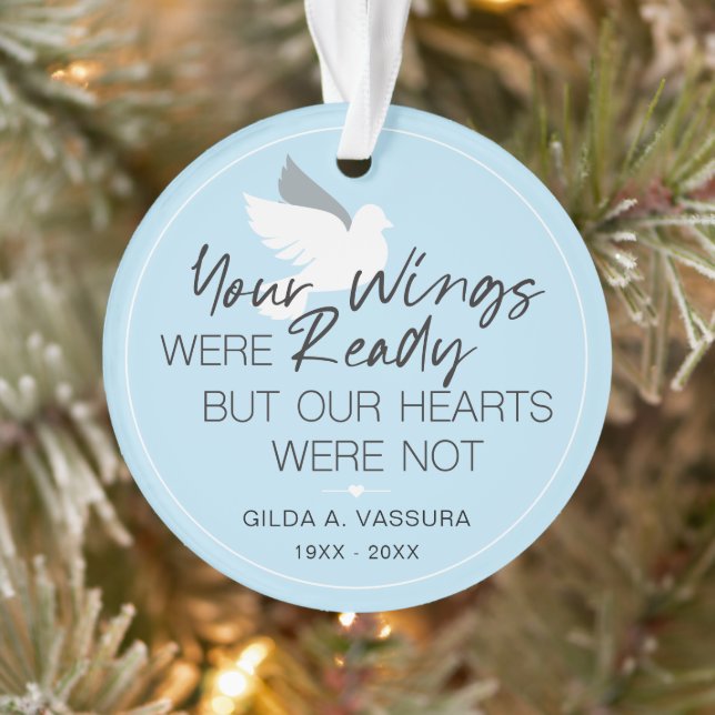 Keepsake Memorial Your Wings Were Ready Photo Ornament (Tree)