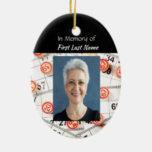 Keepsake Memory Photo Prayer Bingo Game Ceramic Ornament