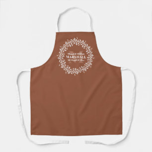 Keepsake Newlywed Couple Orange Wreath Monogram Apron