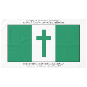Keepsake   NIGERIA FLAG   Cross Scripture Large Tablecloth