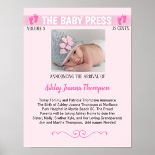 Keepsake Photo Birth Announcement Poster
