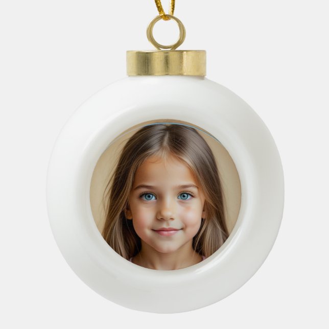 Keepsake PHOTO Christmas  personalise Ceramic Ball Christmas Ornament (Front)
