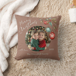Keepsake Photo Elegant Watercolor Christmas Cushion