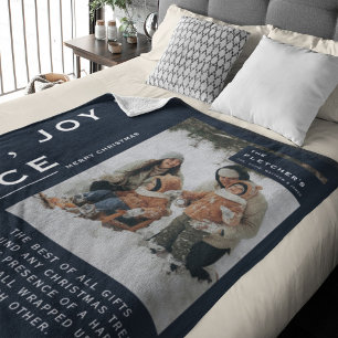 Keepsake Photo & Quote Christmas Gift Navy Blue Fleece Blanket